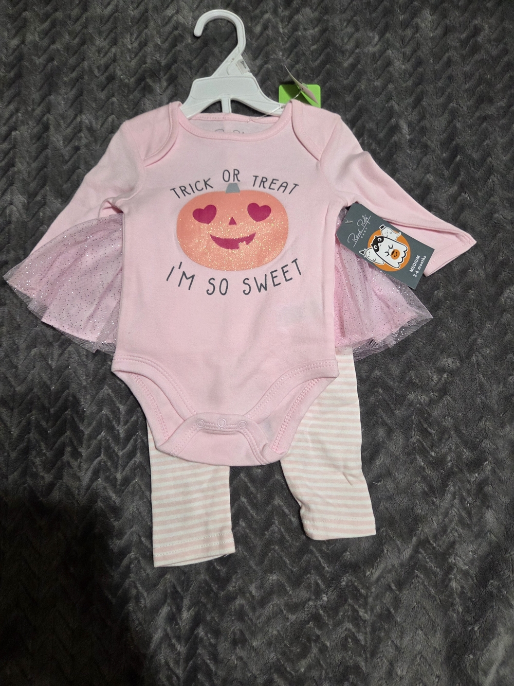 Rene Rofe Pink Halloween Pumpkin Tutu Bodysuit Set